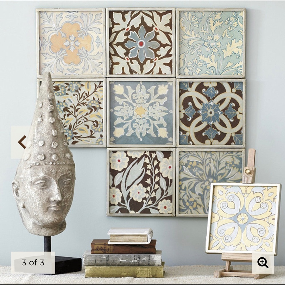 Ballard Designs Blue Patchwork Tile Art